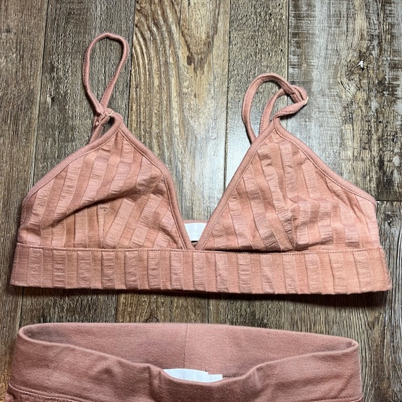 Jonathan Simkhai Standard SET Rikki Ribbed Bralette and Wide Leg Pants Small - Picture 5 of 9